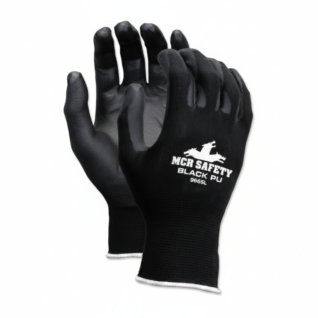 NXG 9669 Large Black 13-ga Polyurethane Palm-Coated Nylon Knit-Wrist Work Gloves