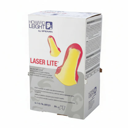 Laser Lite Disposable Magenta/Yellow Polyurethane Foam Uncorded Earplugs NRR 32 dB, Dispenser Box
