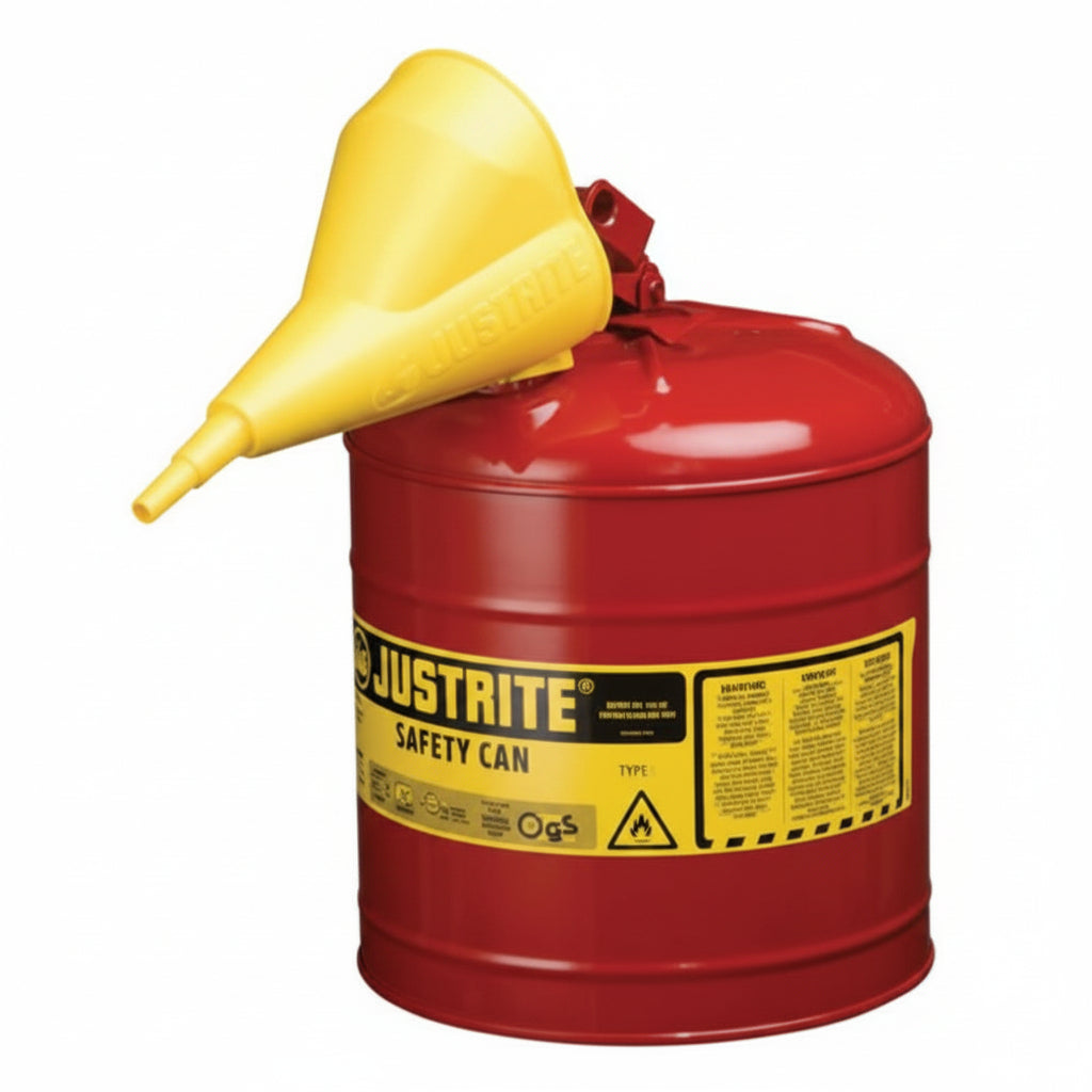 Type I Steel 2.5 gal Red Gas Safety Can with SS Flame Arrestor and Swinging Handle