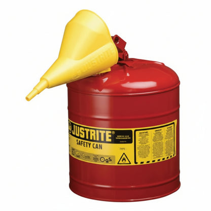 Type I Steel 2.5 gal Red Gas Safety Can with SS Flame Arrestor and Swinging Handle