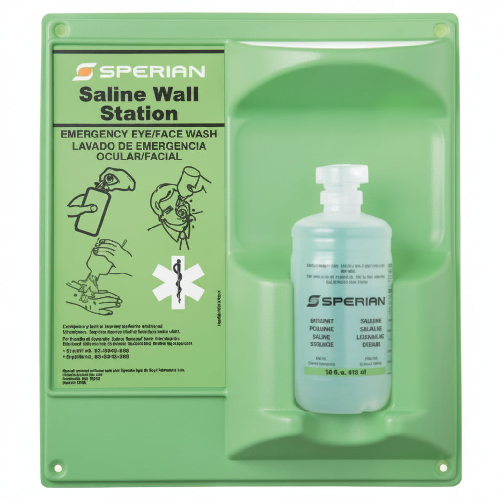 Eyewash Wall Station 16 oz Single Bottle with Wall Mount