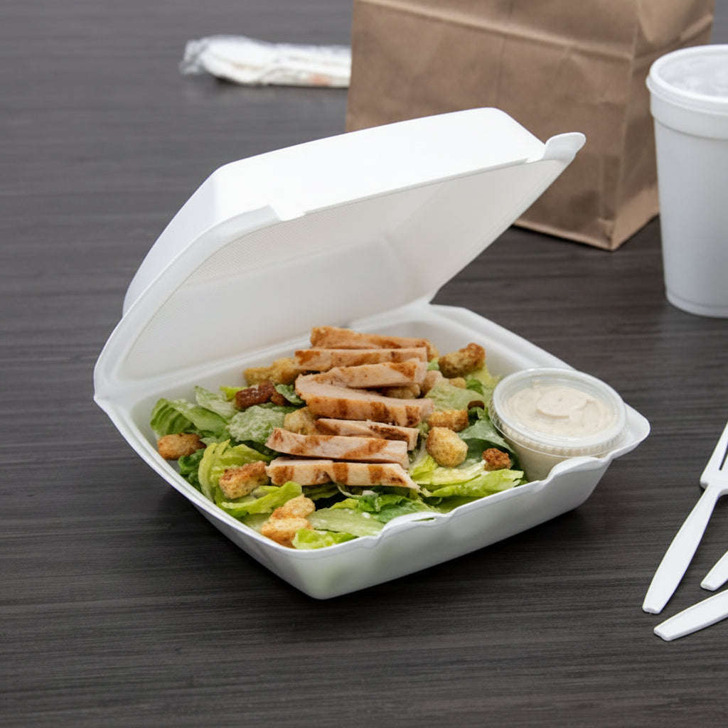 Foam Hinged Container Medium 1-Compartment Perforated