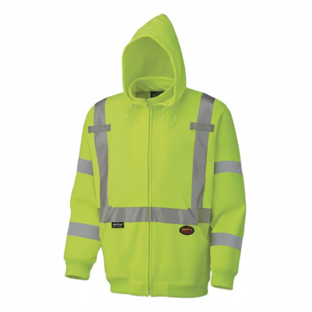 6924AU/6925AU Hi-Viz Safety Polyester Fleece Hoodie - Yellow/Green, 3X-Large
