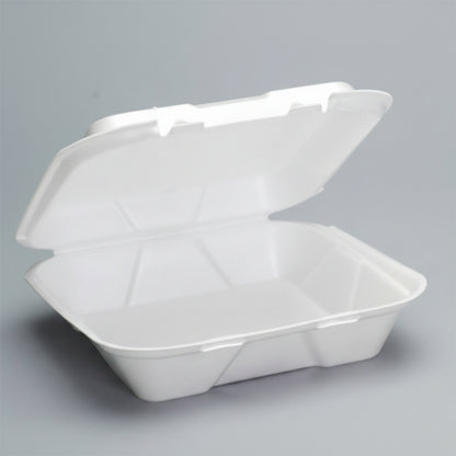 Foam Hinged Container 9" x 9" White Vented 1-Compartment