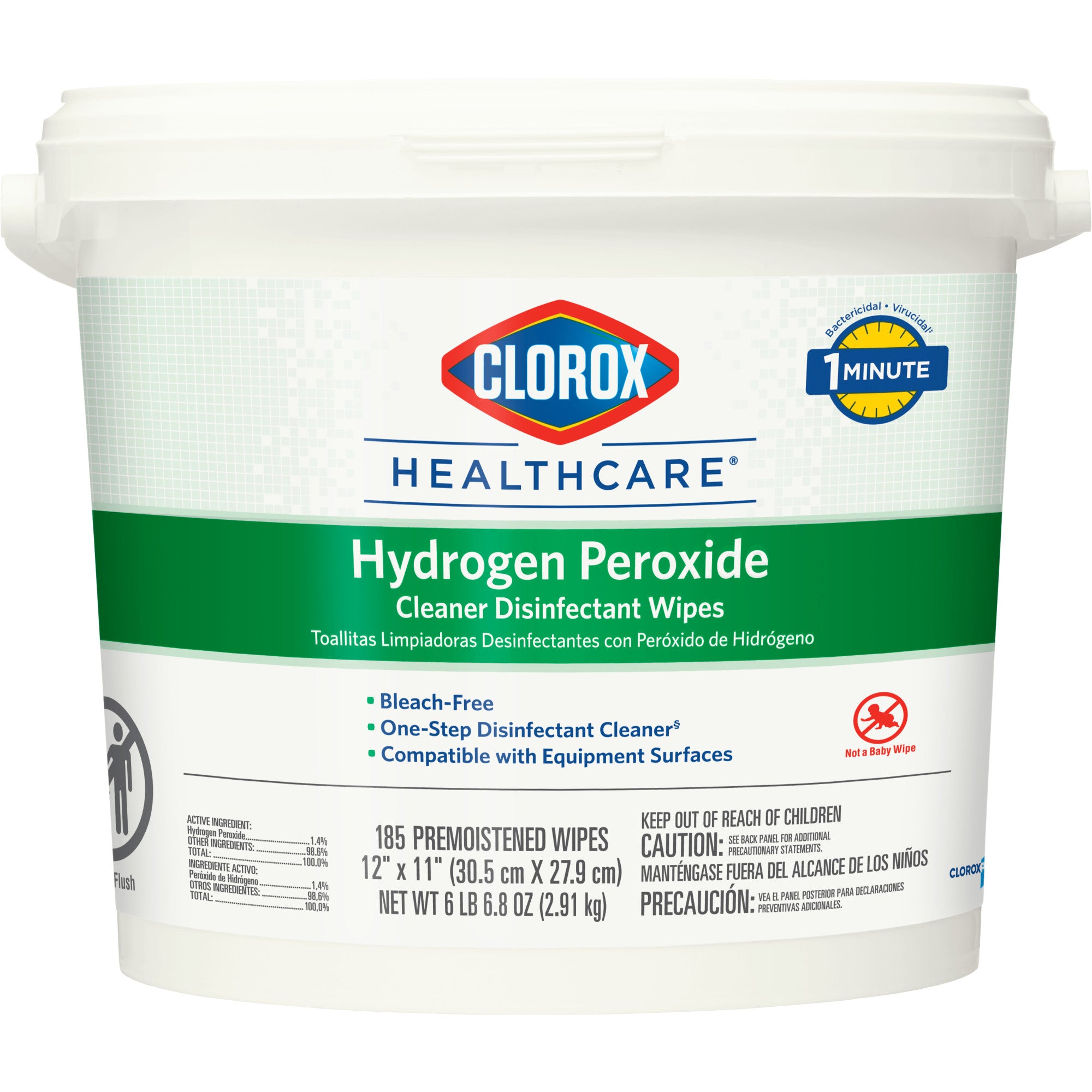 Clorox Healthcare Hydrogen Peroxide Disinfectant Wipes Bucket 185 Count