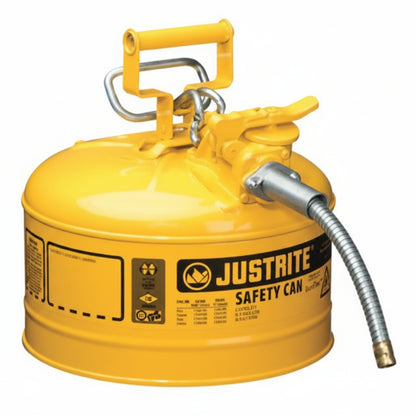 Type II AccuFlow 2.5 gal Yellow Diesel Safety Can with 5/8 in OD Flexible Metal Hose