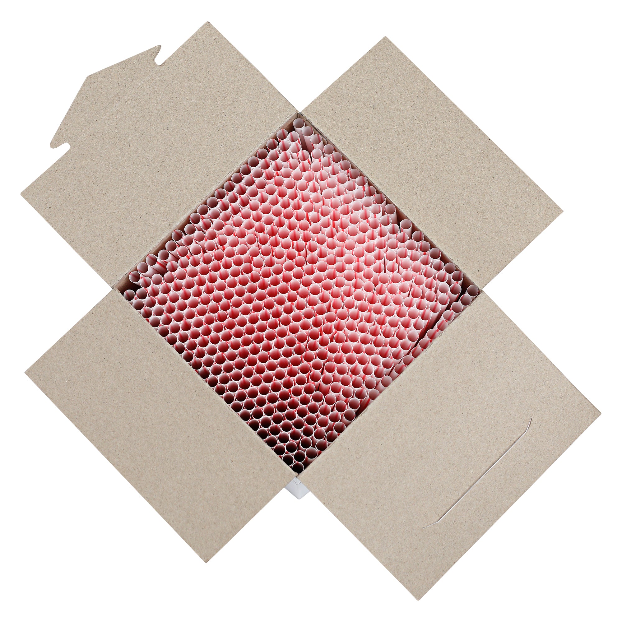 Unwrapped White Red-Stripe Jumbo Straw