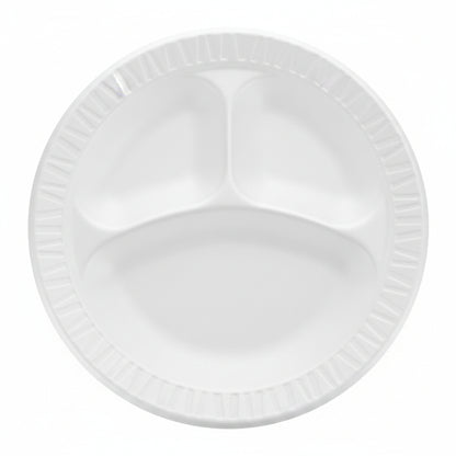 White Foam Three-Compartment Plate