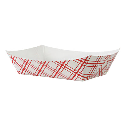 Red Plaid Food Tray 6 oz