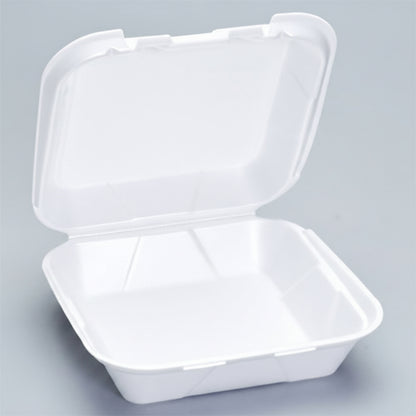 Foam Hinged Container 8" x 8" White 1-Compartment