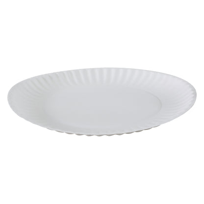 9 inch Uncoated White Paper Plate with 12 Sleeves per Case