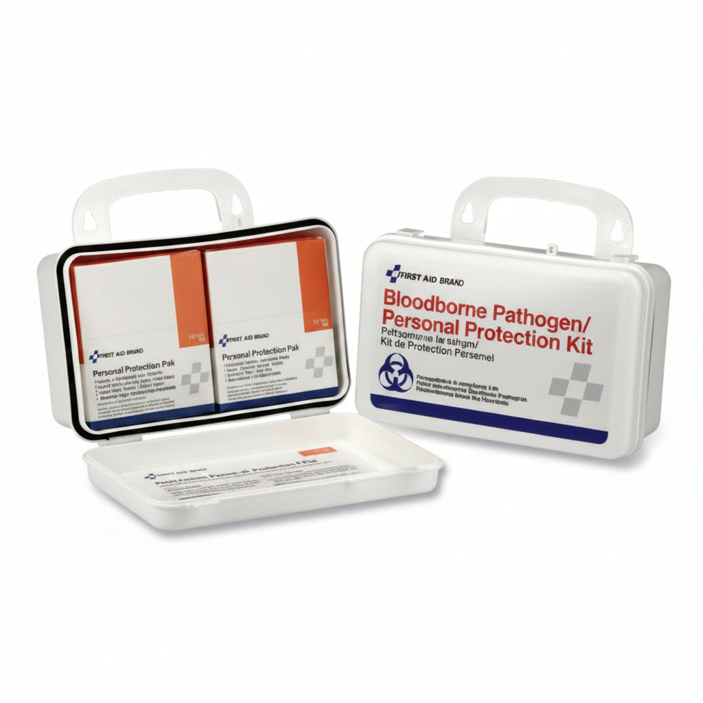 Bloodborne Pathogens Kit with Weatherproof Plastic Case and Wall Mount