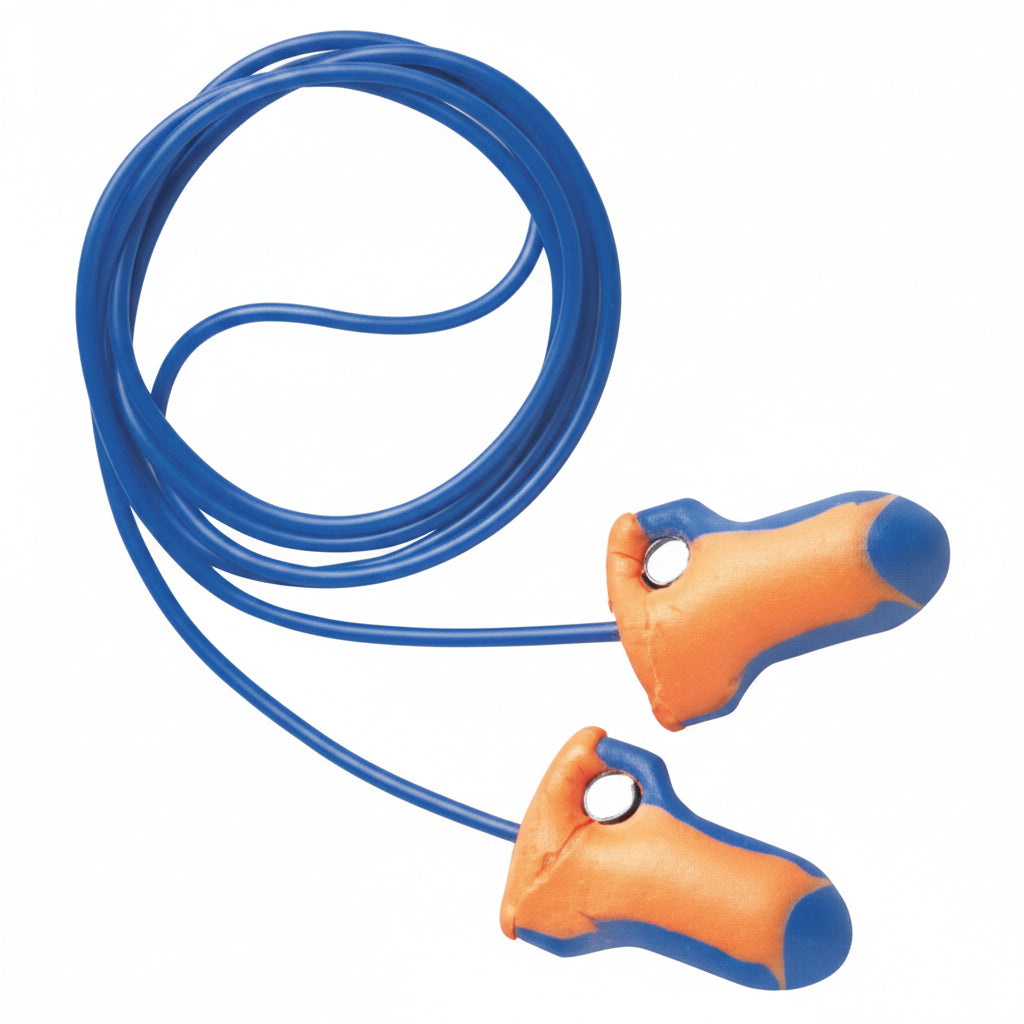 Laser Trak Detectable Blue/Orange Foam Corded Earplugs NRR 32 dB