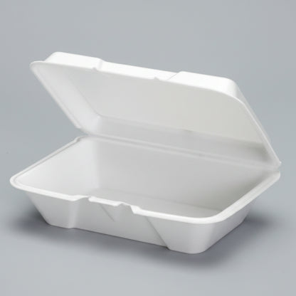 Foam Hinged Container 9" x 6" White Vented 1-Compartment