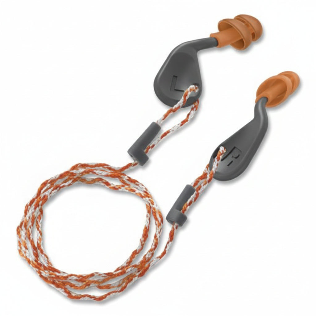 simpleFit Reusable Guided Corded Earplugs - Orange, Small