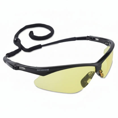 V30 Nemesis Amber Uncoated Safety Glasses with Black Nylon Frame