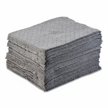 Universal Heavyweight Sorbent Pad, Gray, 15 in x 17 in, Absorbs 20.5 gal, 100 Sheets per Bale