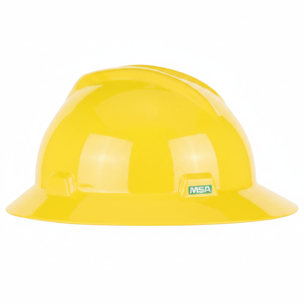 Hi-Viz Yellow-Green V-Gard Full-Brim Hard Hat with Fas-Trac III Suspension