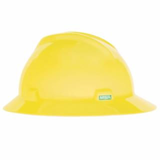 Hi-Viz Yellow-Green V-Gard Full-Brim Hard Hat with Fas-Trac III Suspension