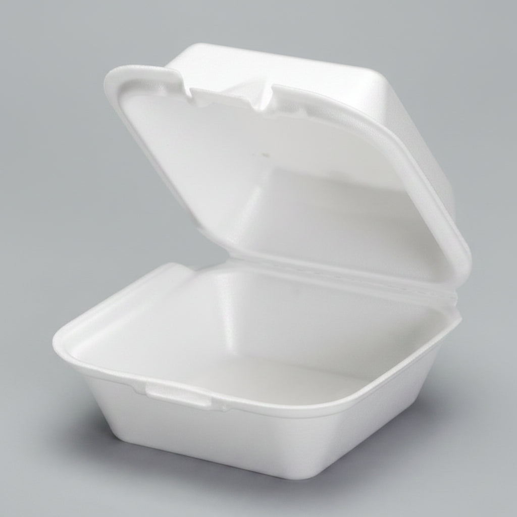 Foam Hinged Container Sandwich White