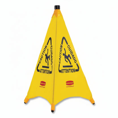 Yellow 30 in Caution Multi-Lingual Wet Floor Pop-Up Safety Cone