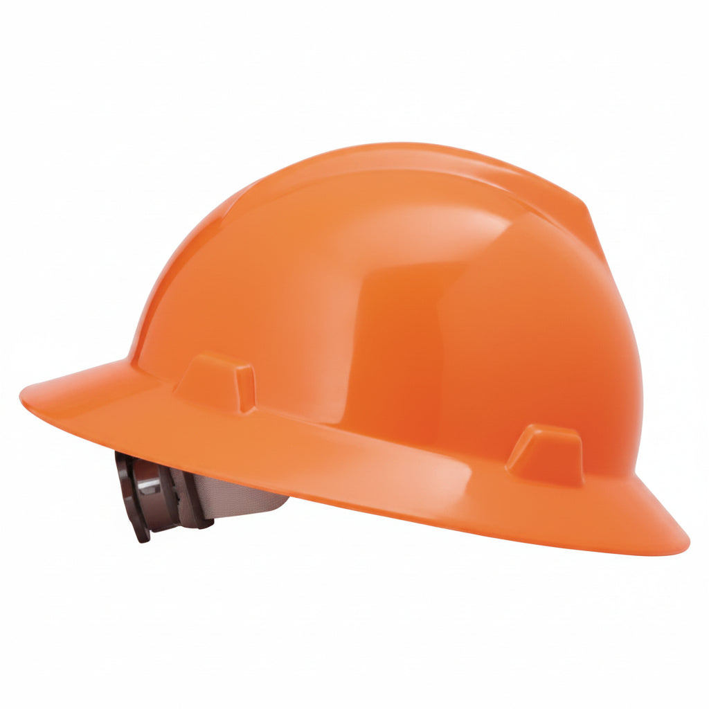 Hi-Viz Orange V-Gard Full-Brim Hard Hat with Fas-Trac III Suspension