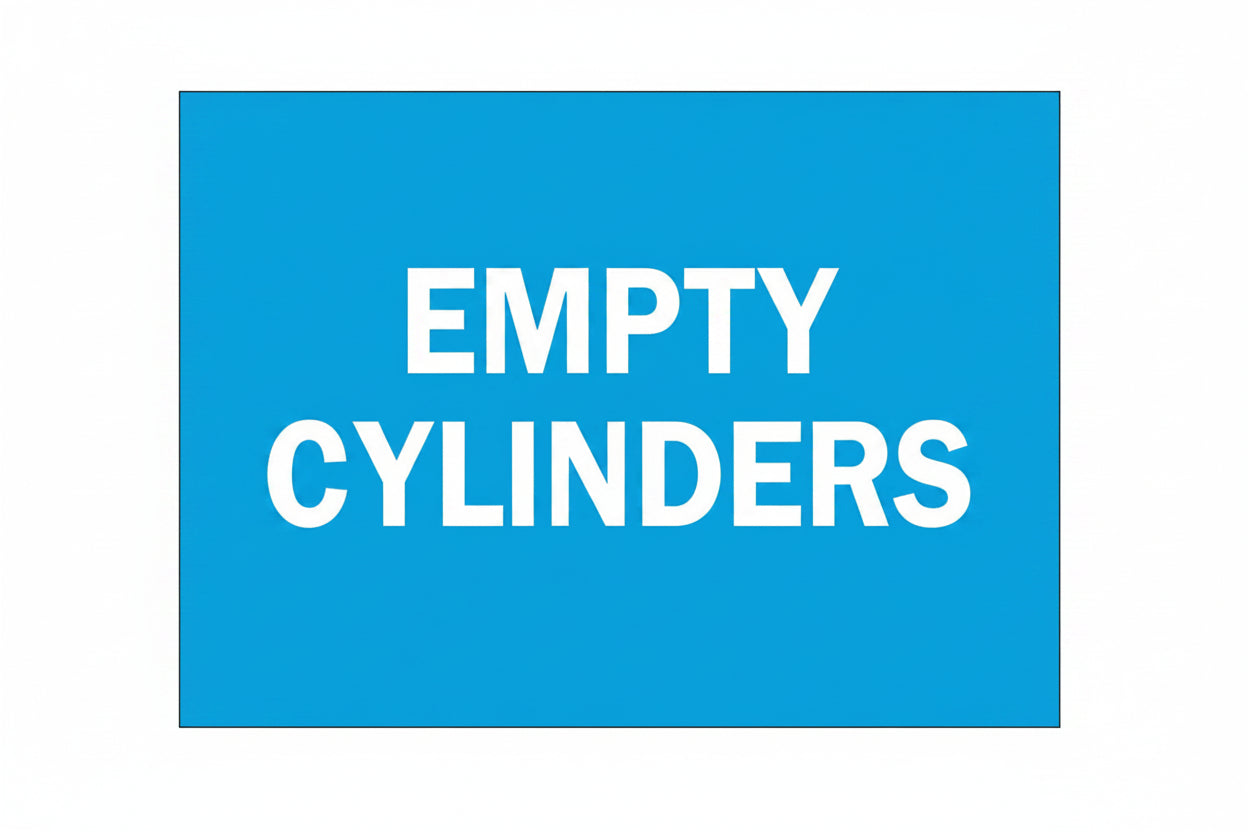 Empty Cylinders Chemical and Hazardous Material Sign, Blue/White Plastic