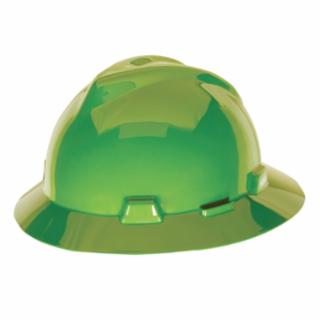 Bright Lime Green V-Gard Full-Brim Hard Hat with Fas-Trac III Suspension
