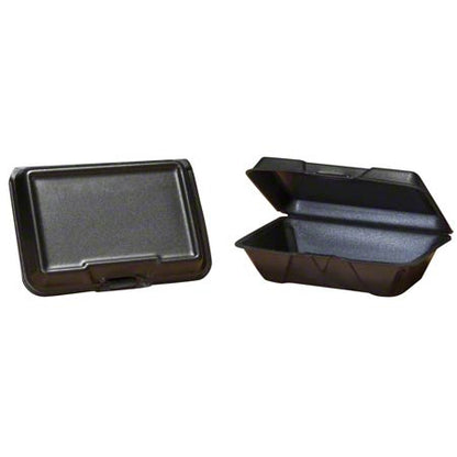 Foam Hinged Container 9" x 6" Black Vented 1-Compartment