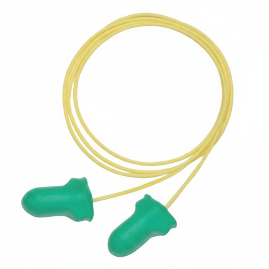 MAXIMUM LITE Disposable Green Foam Corded Earplugs NRR 30 dB, Poly Bag, 100 Pairs