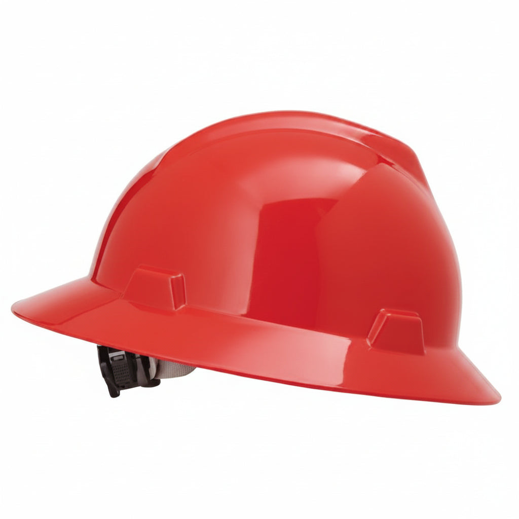 Red V-Gard Full-Brim Hard Hat with Fas-Trac III Suspension