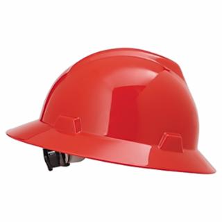Red V-Gard Full-Brim Hard Hat with Fas-Trac III Suspension