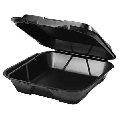 Foam Hinged Container 9" x 9" Black Vented 1-Compartment