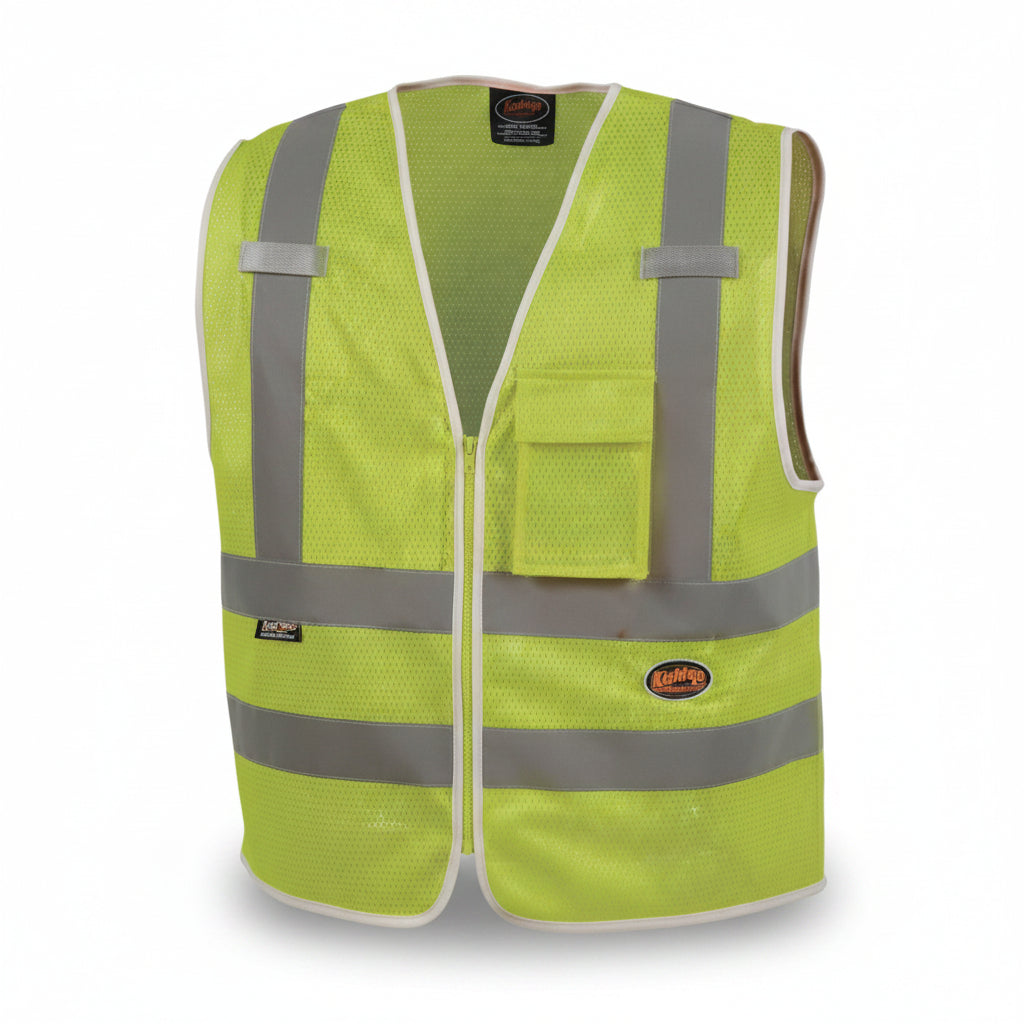 6853U/6854U Mesh Multi-Pocket Safety Vest - Green, Large