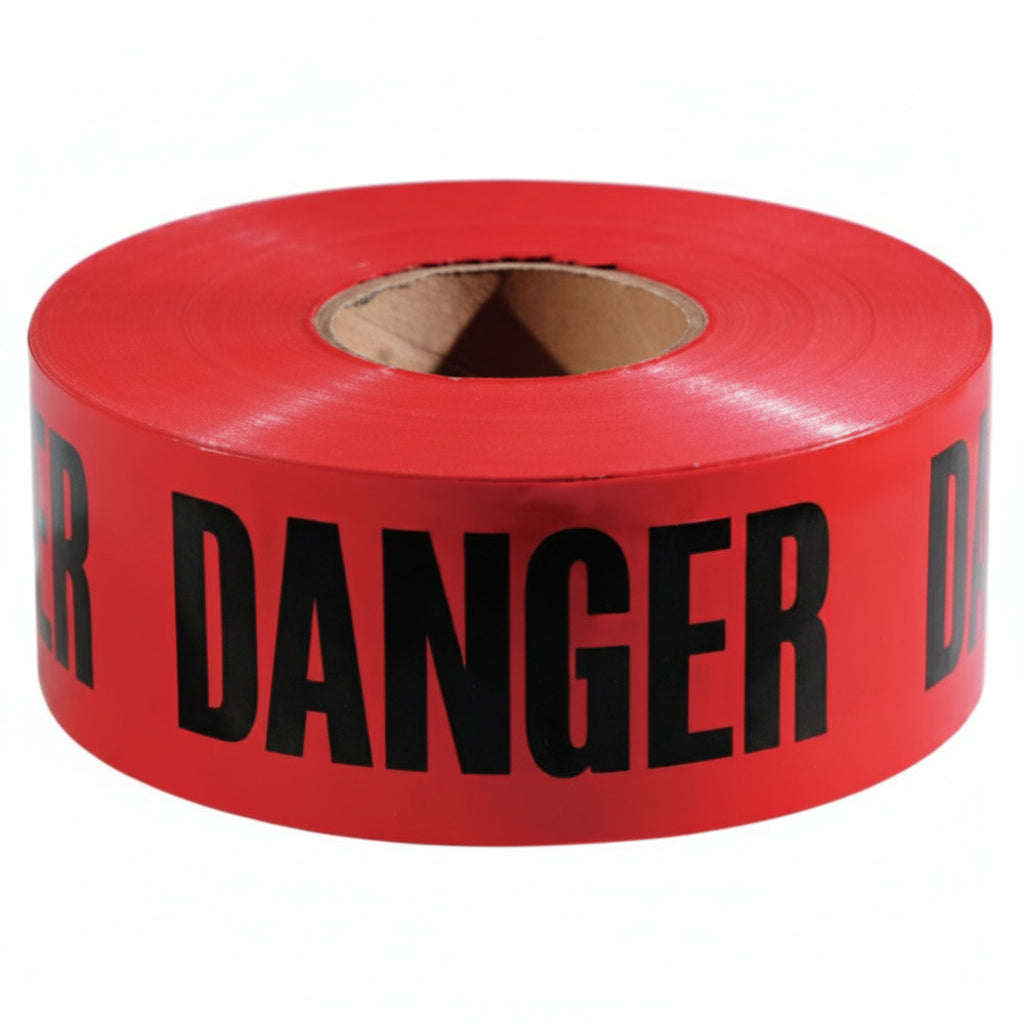 Red 3 in x 1,000 ft Danger Safety Barricade Tape, 4 mil