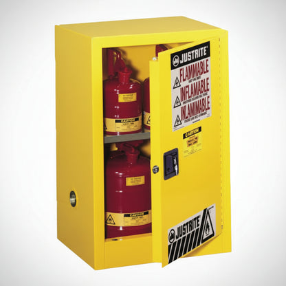 Yellow 12 Gallon Manual-Closing Countertop and Compact Safety Cabinet, 1-Door