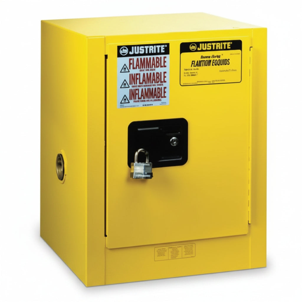 Yellow 4 Gallon Manual-Closing Countertop and Compact Safety Cabinet