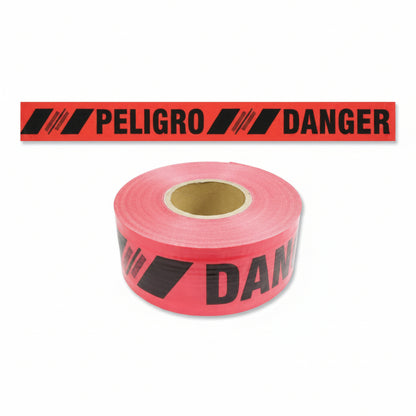 Red 3 in x 500 ft Danger/Peligro Reinforced Barricade Tape, 4 mil