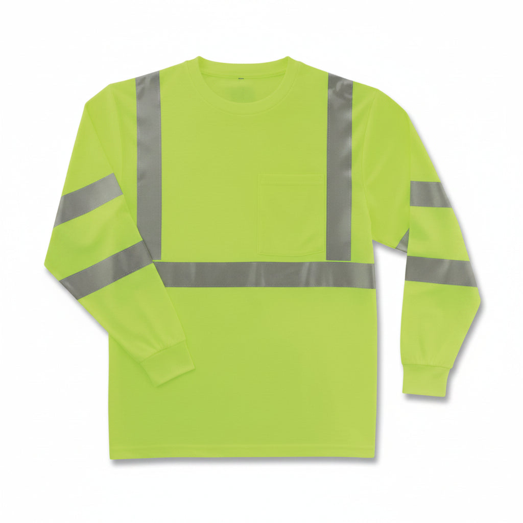 GloWear 8391 Class 3 Long Sleeve T-Shirt - Hi-Vis Lime, X-Large