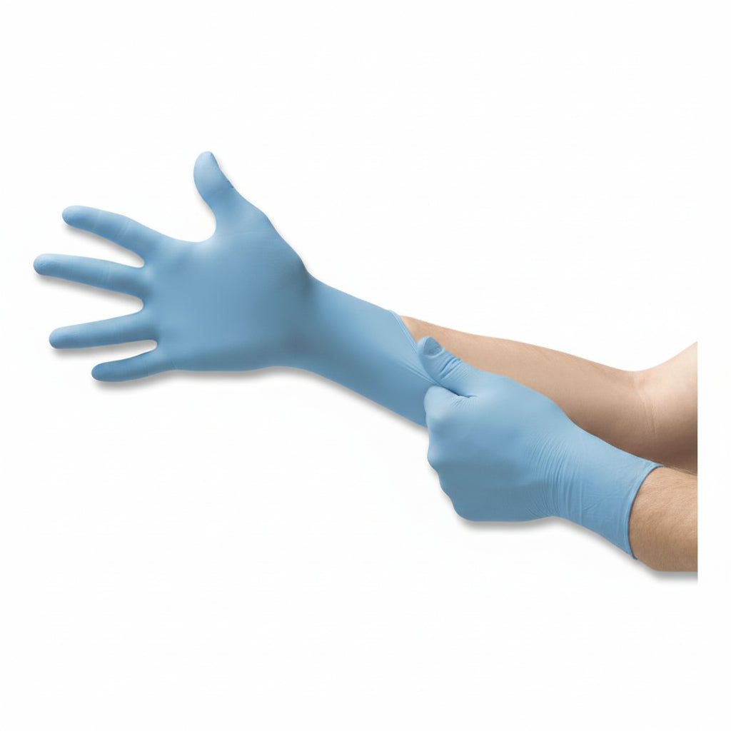 92-675 Large Blue Nitrile Powder-Free Disposable Gloves with Textured Fingers
