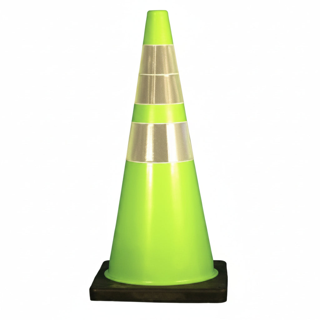 DW Series 28 inch Lime PVC Traffic Cone with Reflective Collar