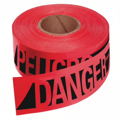 Red 3 in x 500 ft Danger Safety Barricade Tape, 7 mil