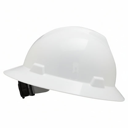 V-Gard Slotted Full-Brim Hard Hat with Fas-Trac III Suspension in White