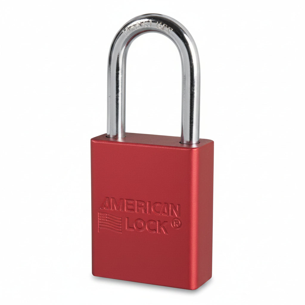 Red Anodized Aluminum Safety Padlock, Keyed Alike — Key 53723