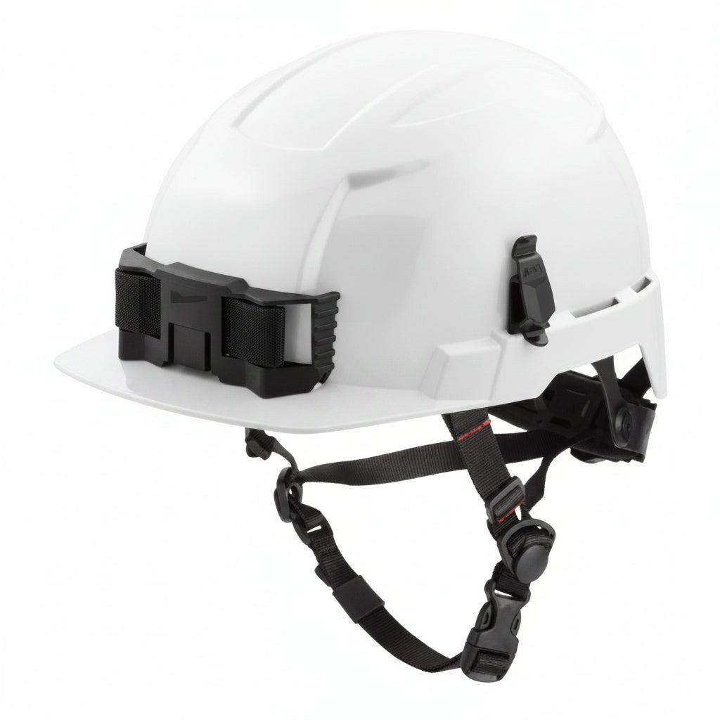 White Unvented Class E BOLT Front Brim Safety Helmet