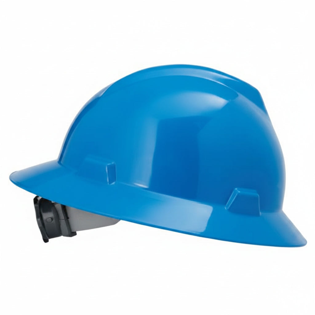 Blue V-Gard Full-Brim Hard Hat with Fas-Trac III Suspension