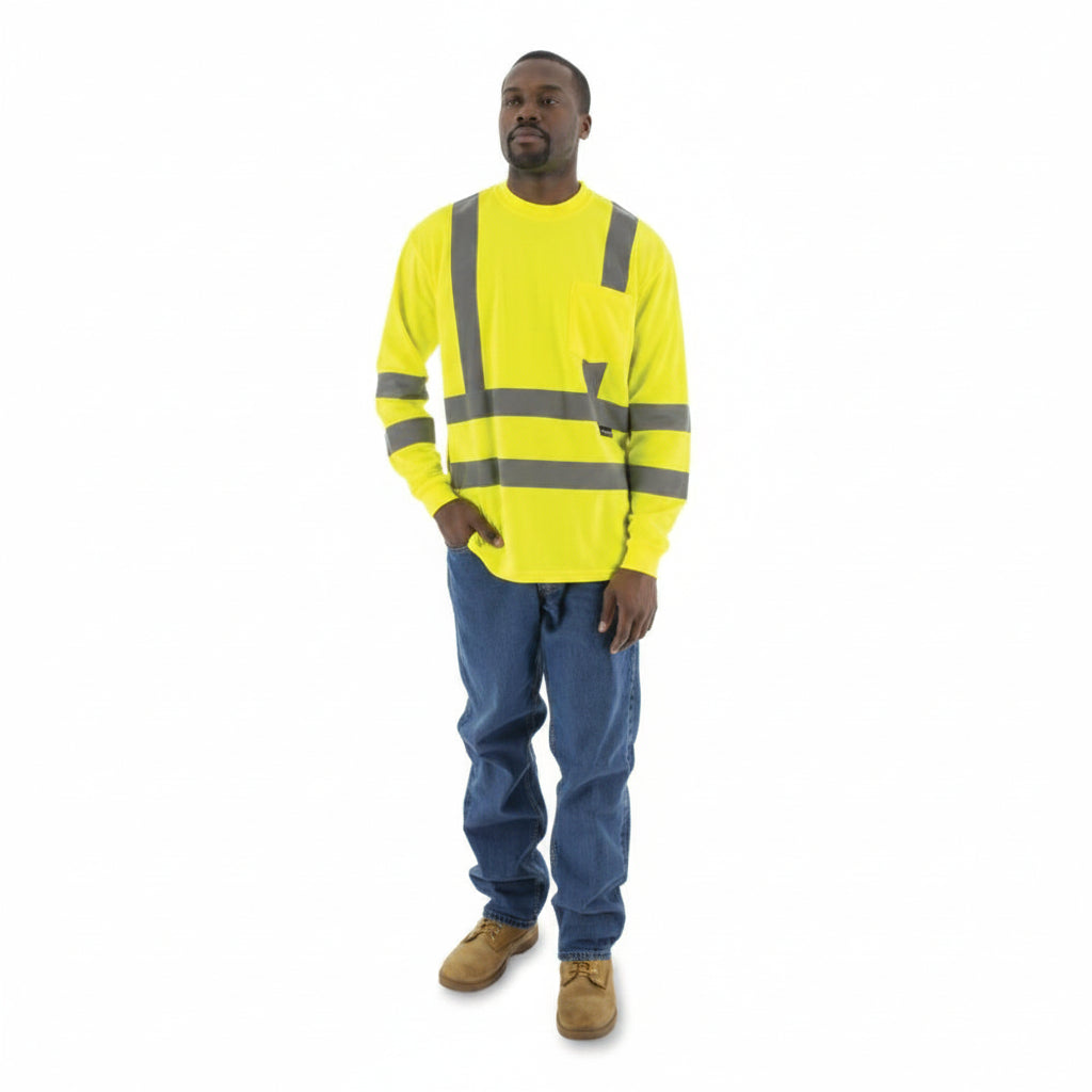 High Visibility Short/Long Sleeve Shirt - 2X-Large, High Visibility Yellow (5355/X2)
