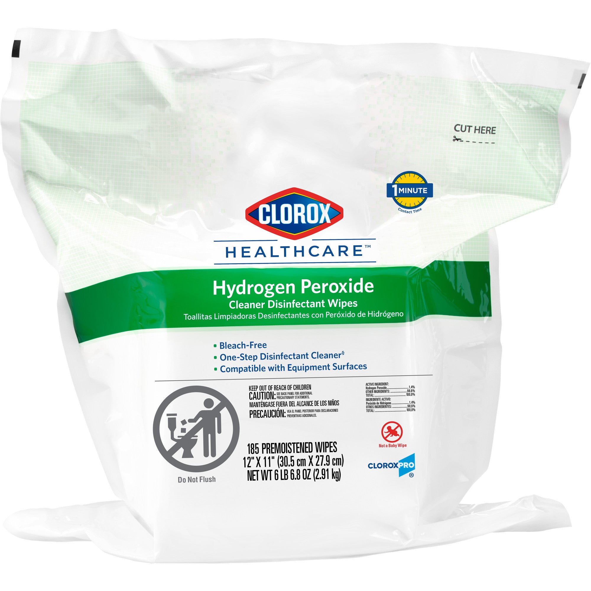 Clorox Healthcare Hydrogen Peroxide Disinfectant Wipes Refill 185 Count