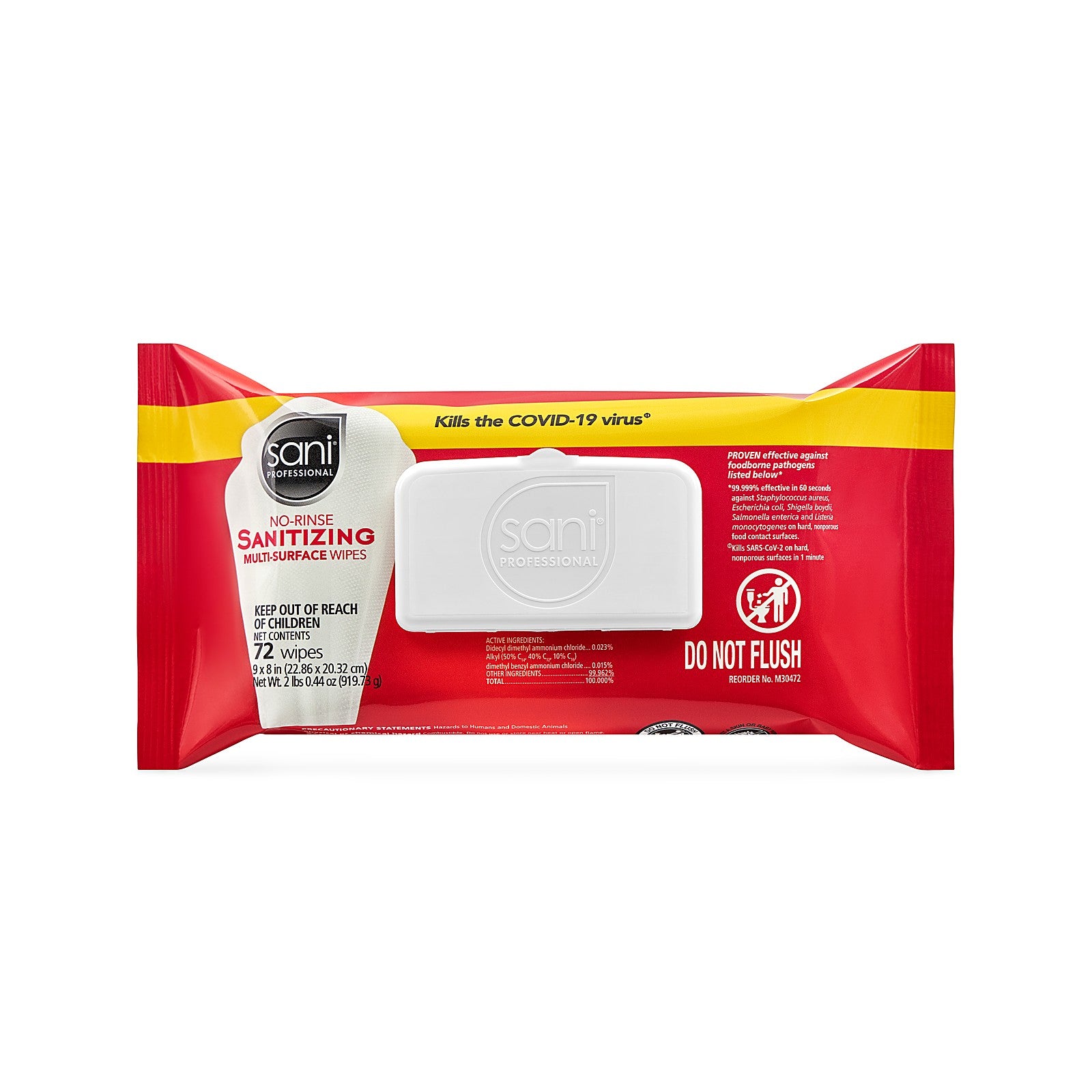 No-Rinse Sanitizing Wipes Multi-Surface 9 x 8, Softpack