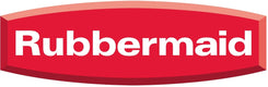 Rubbermaid brand logo in white text on a red rounded rectangular badge against a white background.